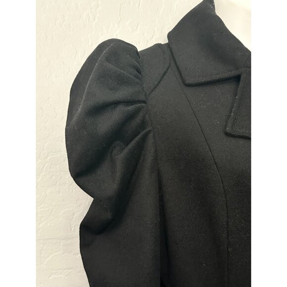 Bird by Juicy Couture Black Wool/Cashmere Puff Shoulder Double Breasted Coat S - Picture 4 of 12